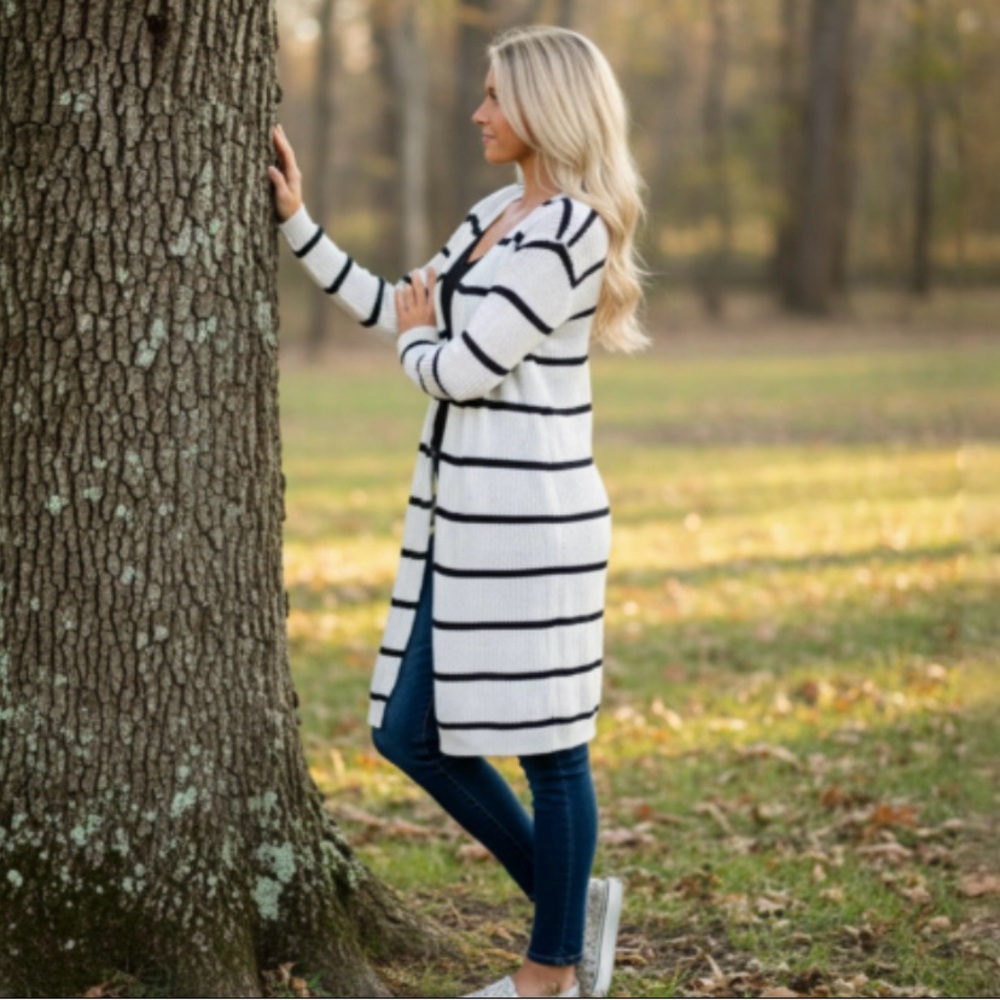 Chaser Open Striped Sweater - Picture 2 of 7